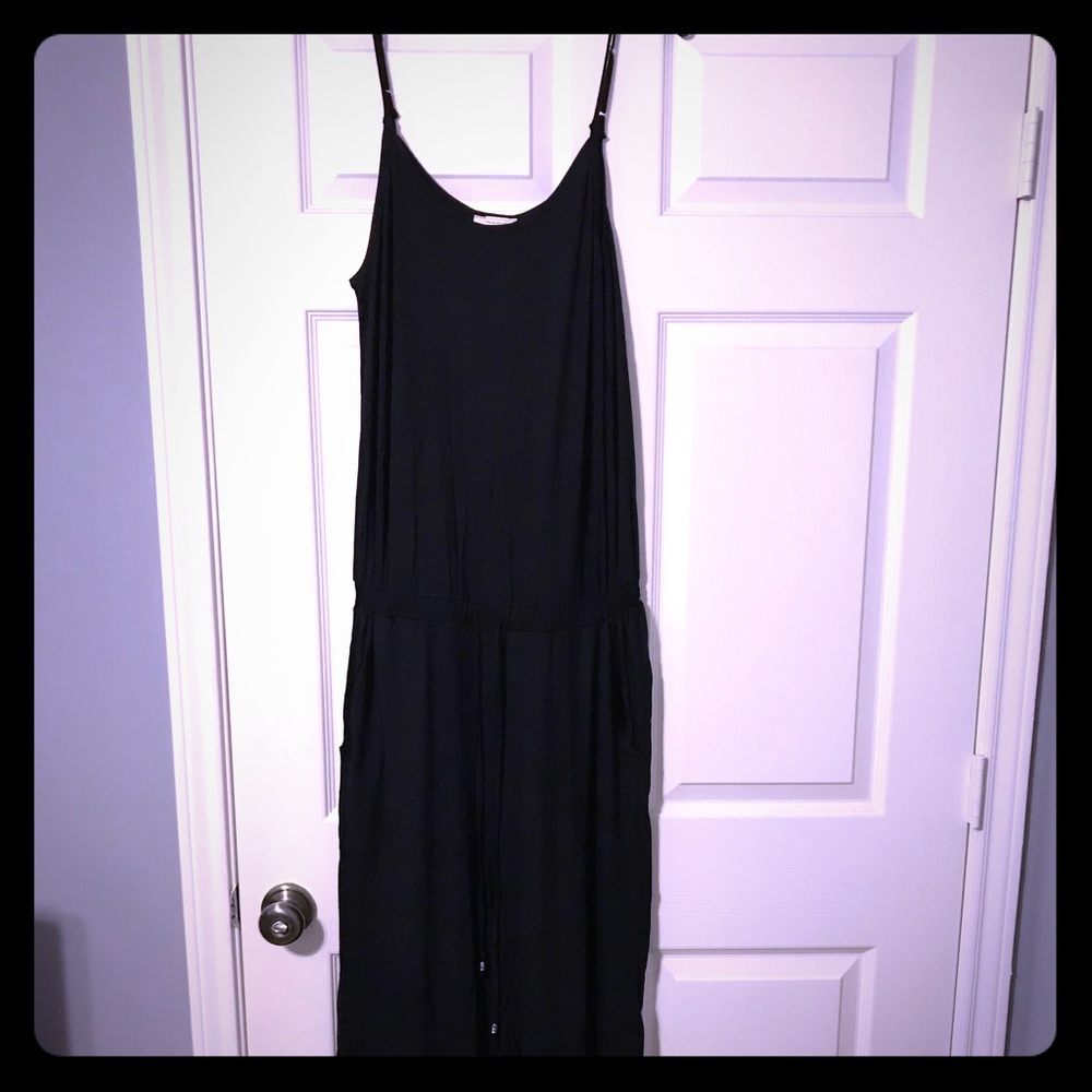 Solid black jump suit